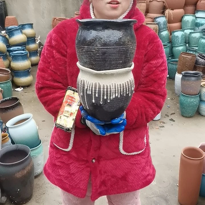 红陶口19高19两个盆