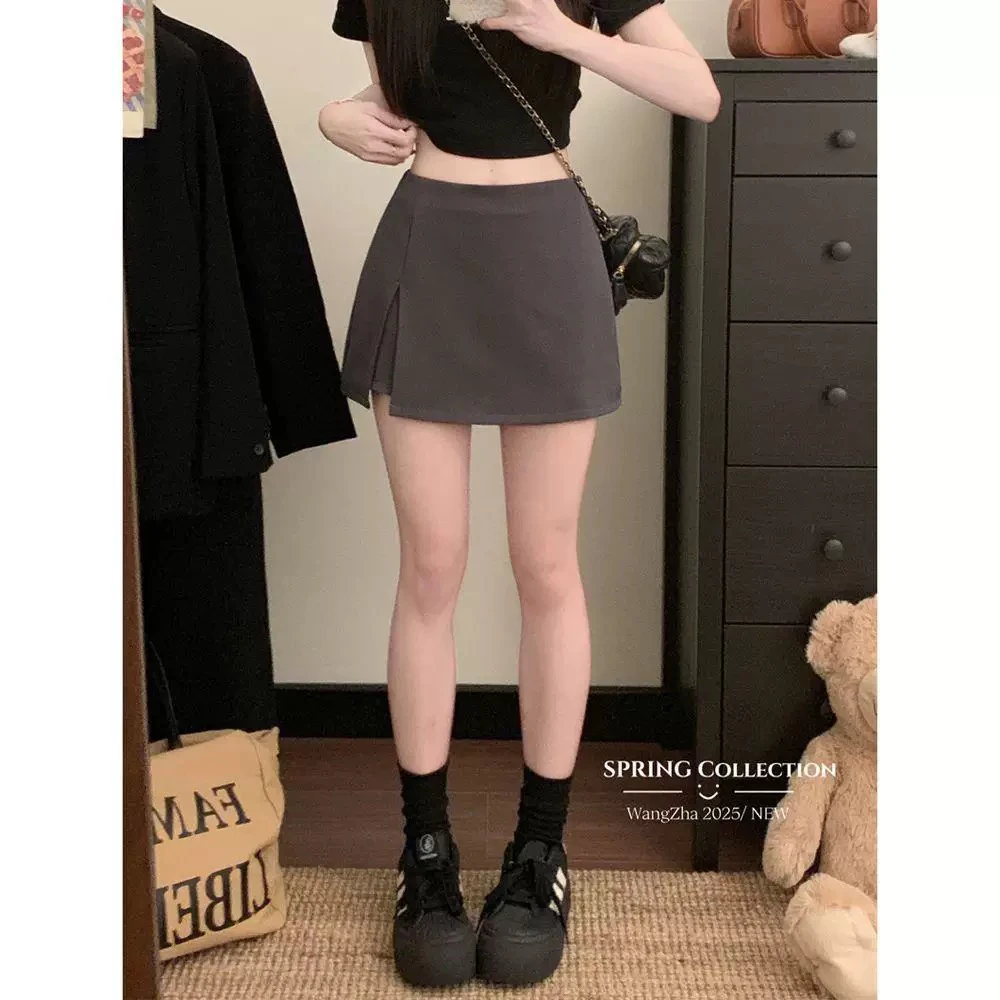 春夏新款高腰8301显瘦A字侧开叉西装半身裙女时尚包臀短裙
