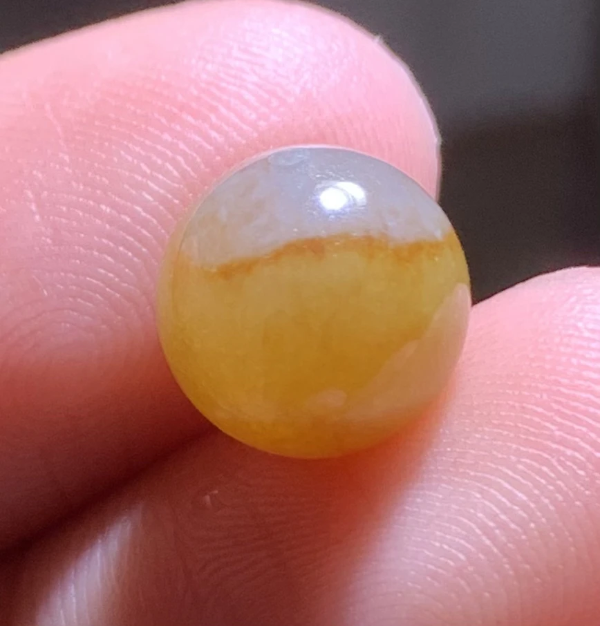 【冰黄•圆珠】缅甸天然A货翡翠糯冰黄翡圆珠半山半水顶珠百搭款10.5