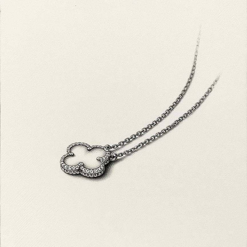 合金项链 （v金版本）四叶草单花项链