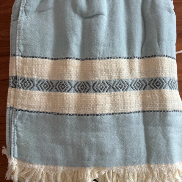 日暮里《蓝》纯棉流苏盖毯