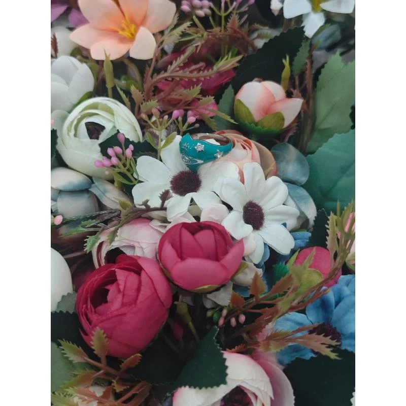 铜合金项链 流星时尚百搭【烤漆爱心戒指-银色蓝漆】VR20200016-1