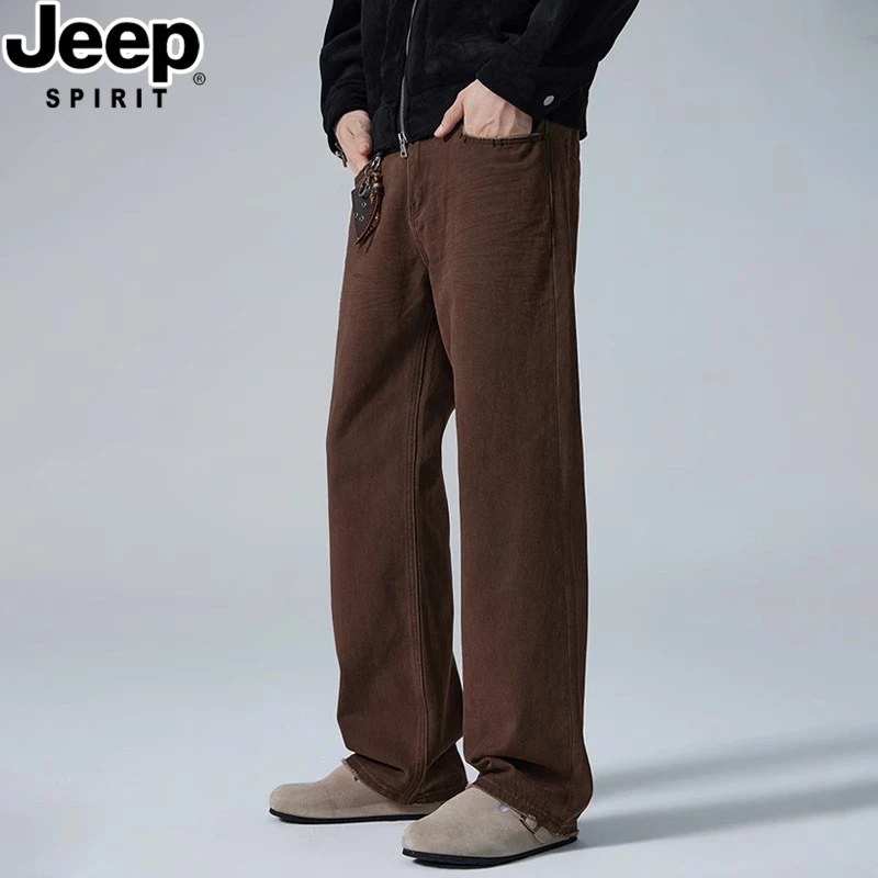 吉普秋季复古新款牛仔裤男cleanfit长裤潮流牛仔裤男款