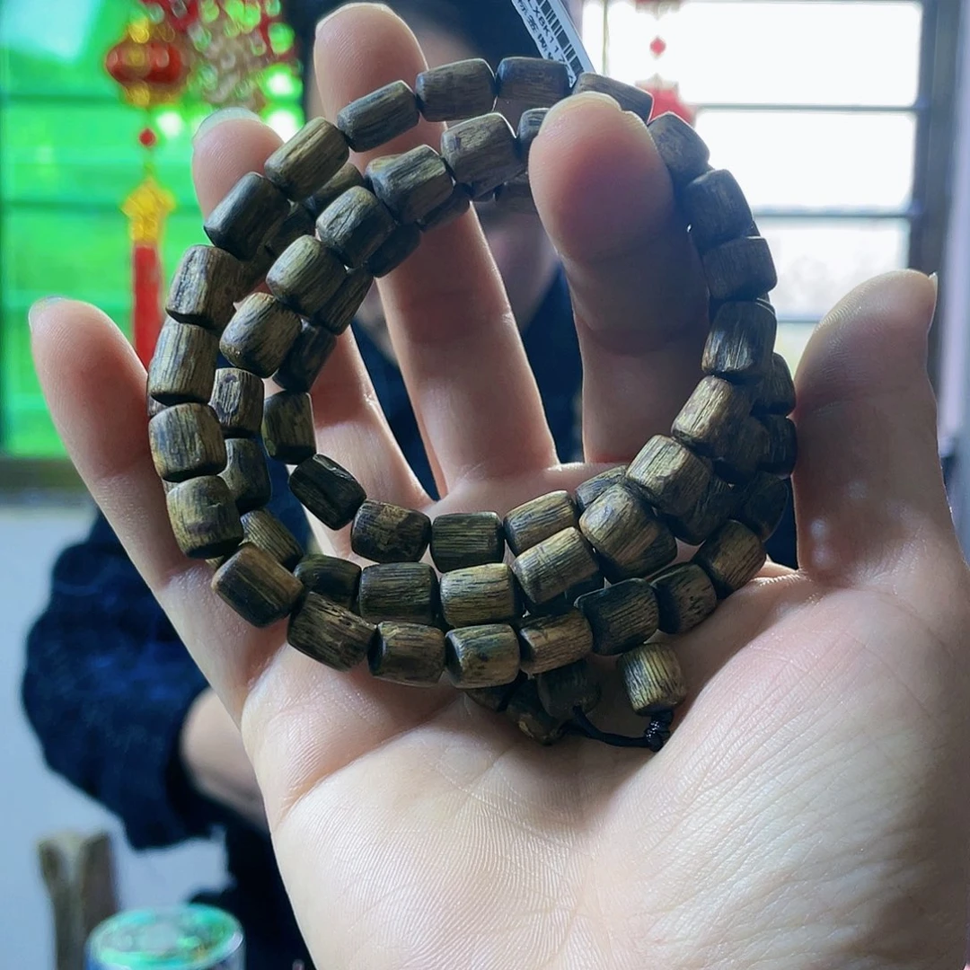 沉香手串海南老白棋桶珠长串0.8/23克多样性发一