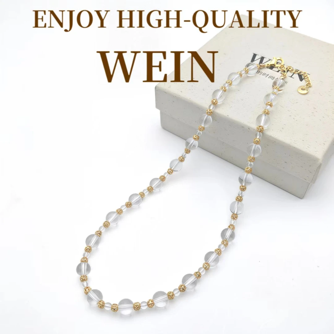 WEIN 铜合金仿水晶项链 夏天项链镀K金清凉时尚轻奢高级感设计