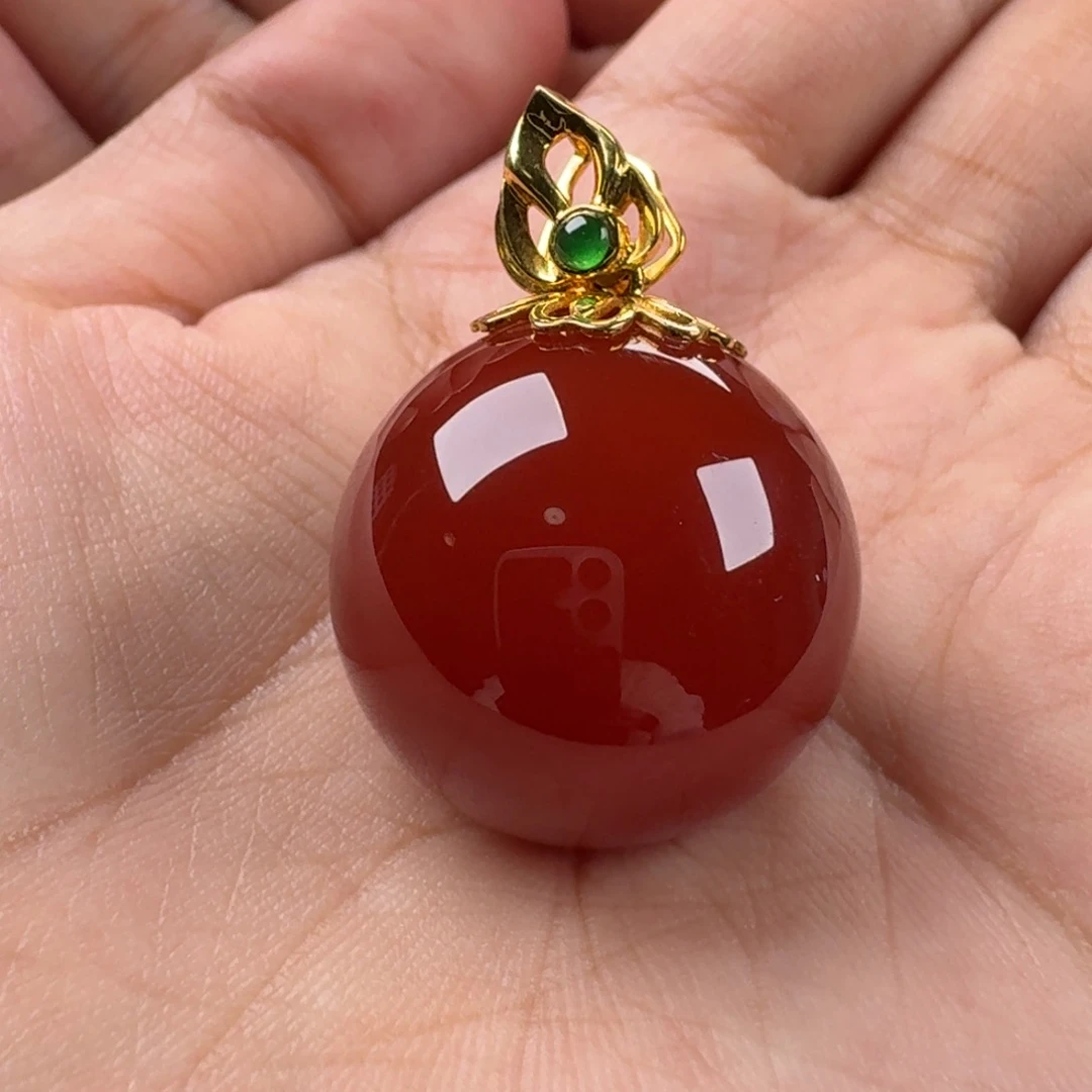 南红玛瑙未镶嵌牛血单珠22.7