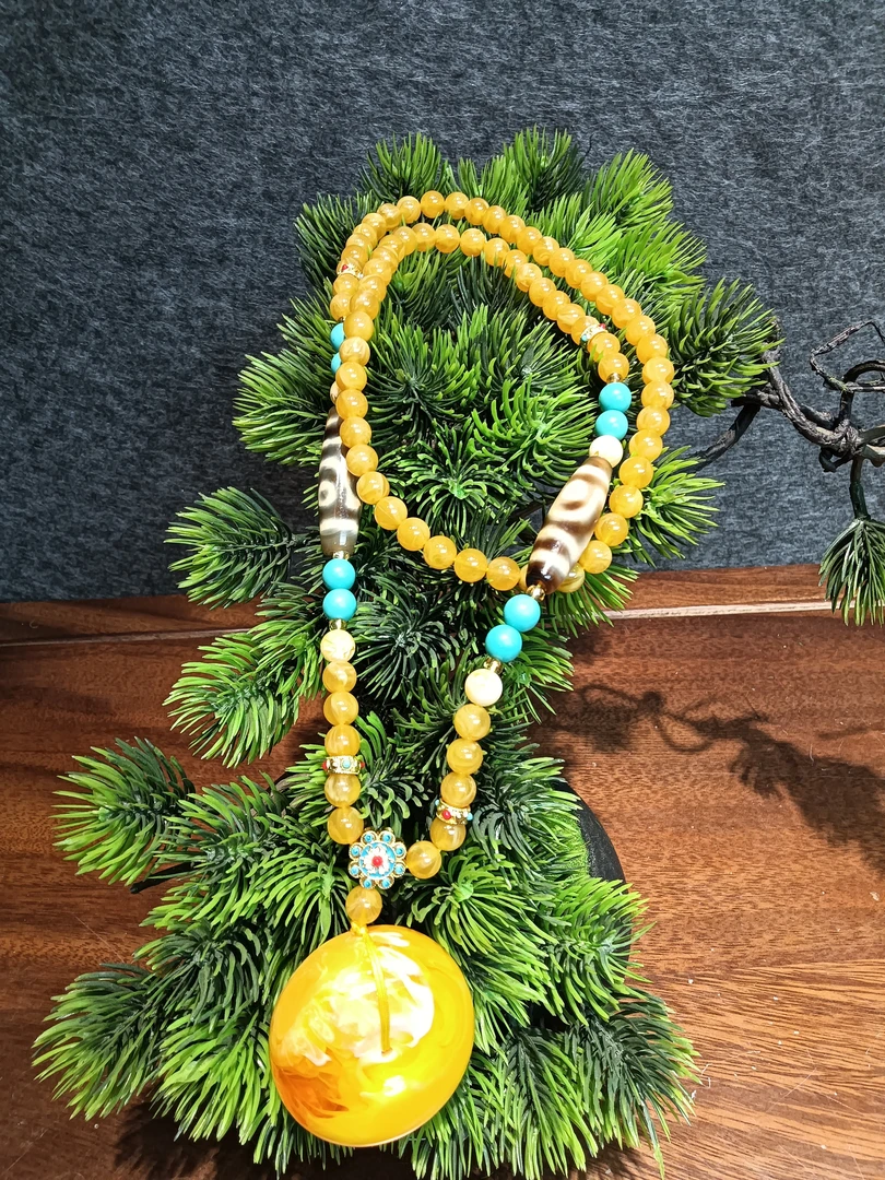 腰花平安扣带天眼项链