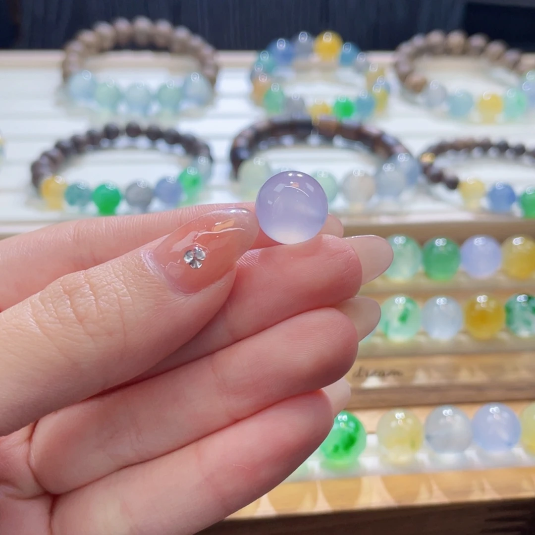 翡翠未镶嵌手链卡12.4樱花粉