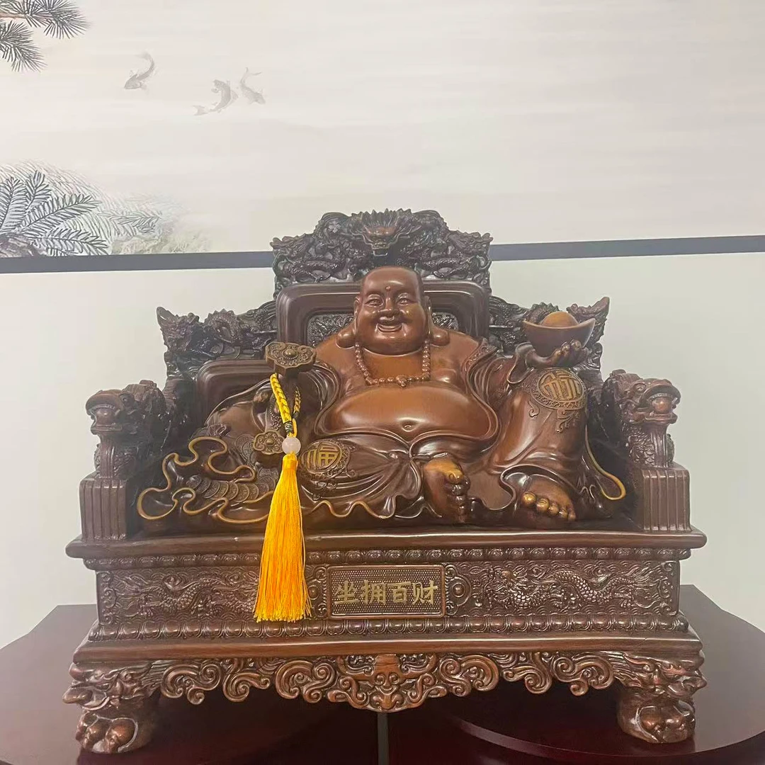 家居/摆件 坐拥百财弥勒佛工艺品吉祥摆件（长41宽25高35）