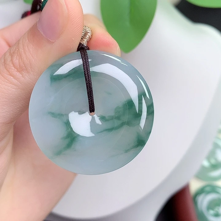 颈饰未镶嵌翡翠平安扣 34.6-5.8mm