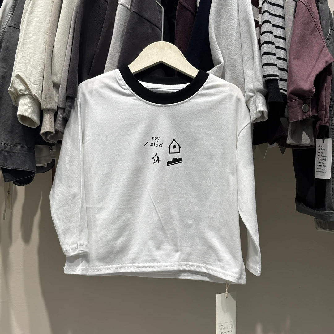 【1-9】不加绒 25秋纯棉打底纯色百搭帅气男童女童中性长袖小棒童装