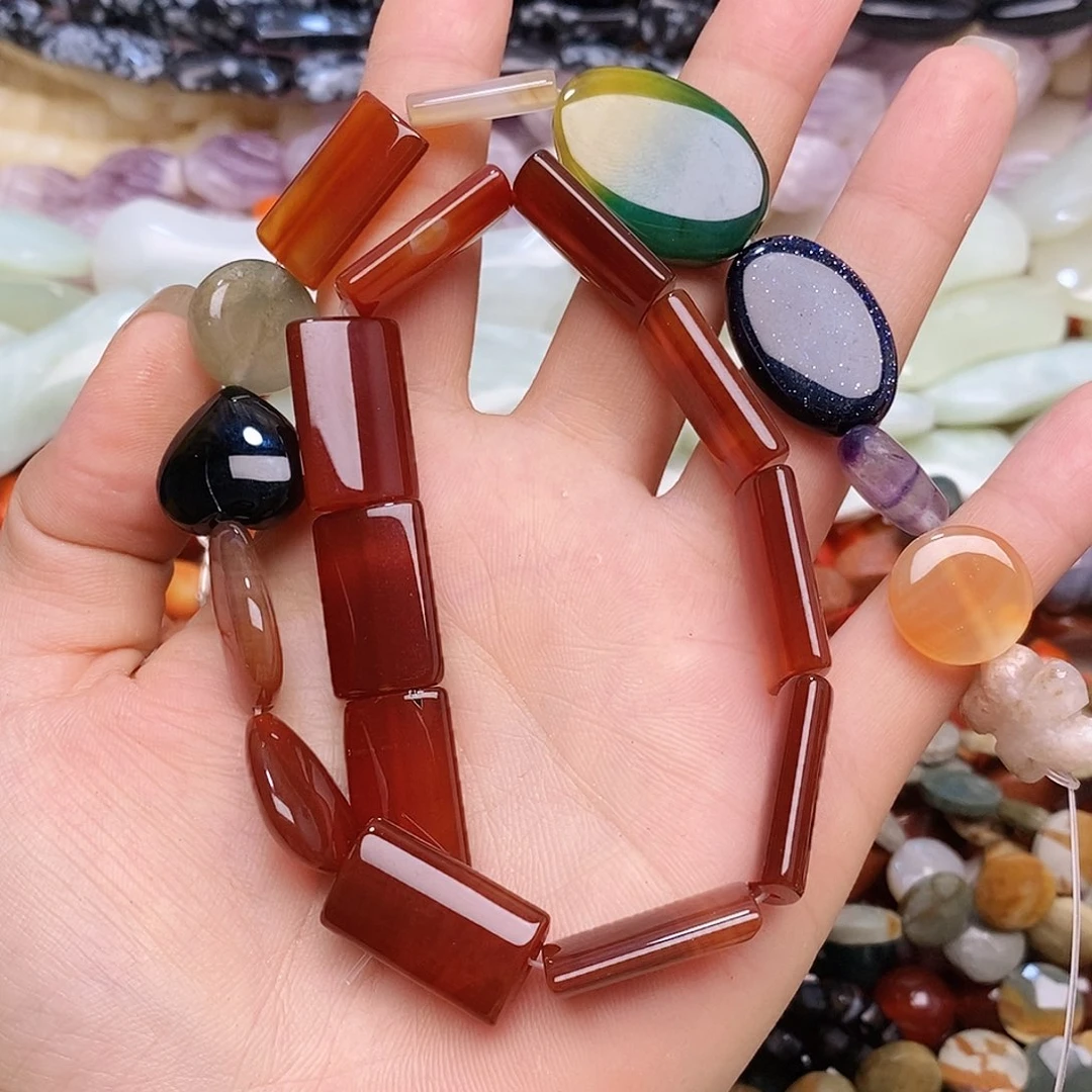 玛瑙/玉髓未镶嵌珠宝半成品多宝一条
