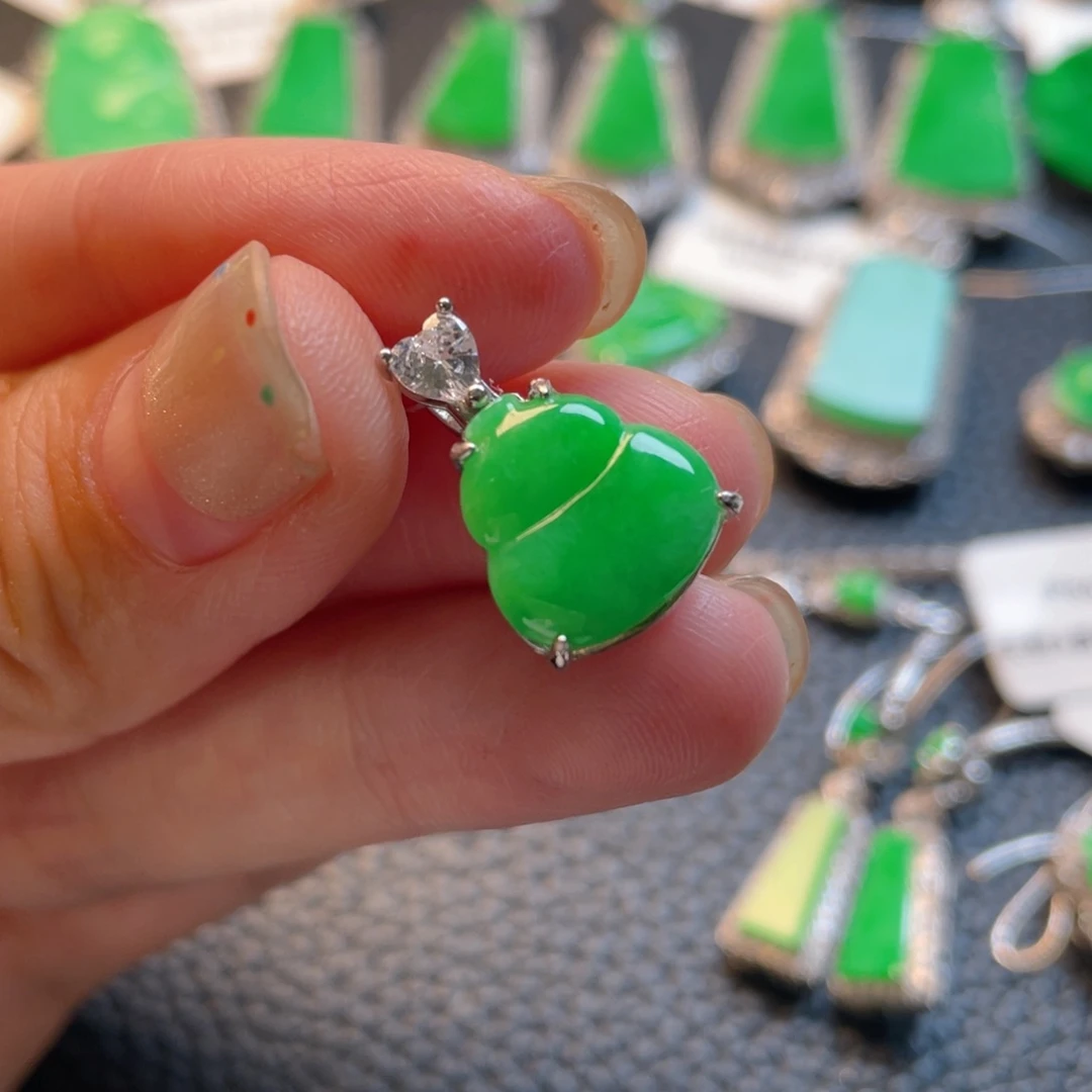 翡翠银S925镶嵌吊坠(不含链)