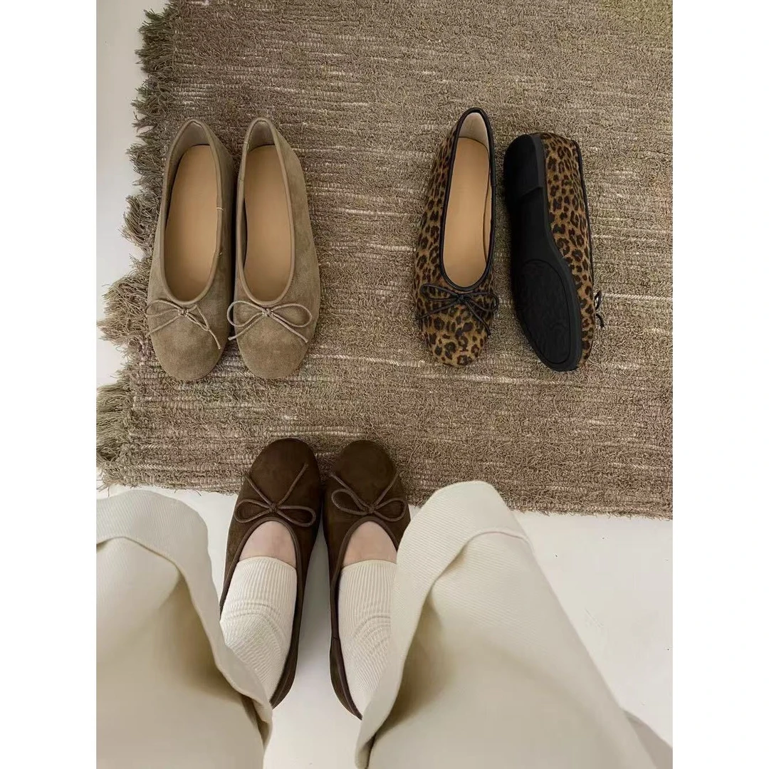 J-103-33#自带氛围感~时尚又百搭的绒面蝴蝶结玛丽珍单鞋！