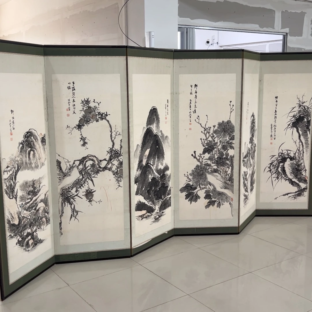 绘画屏风框画茶空间设计