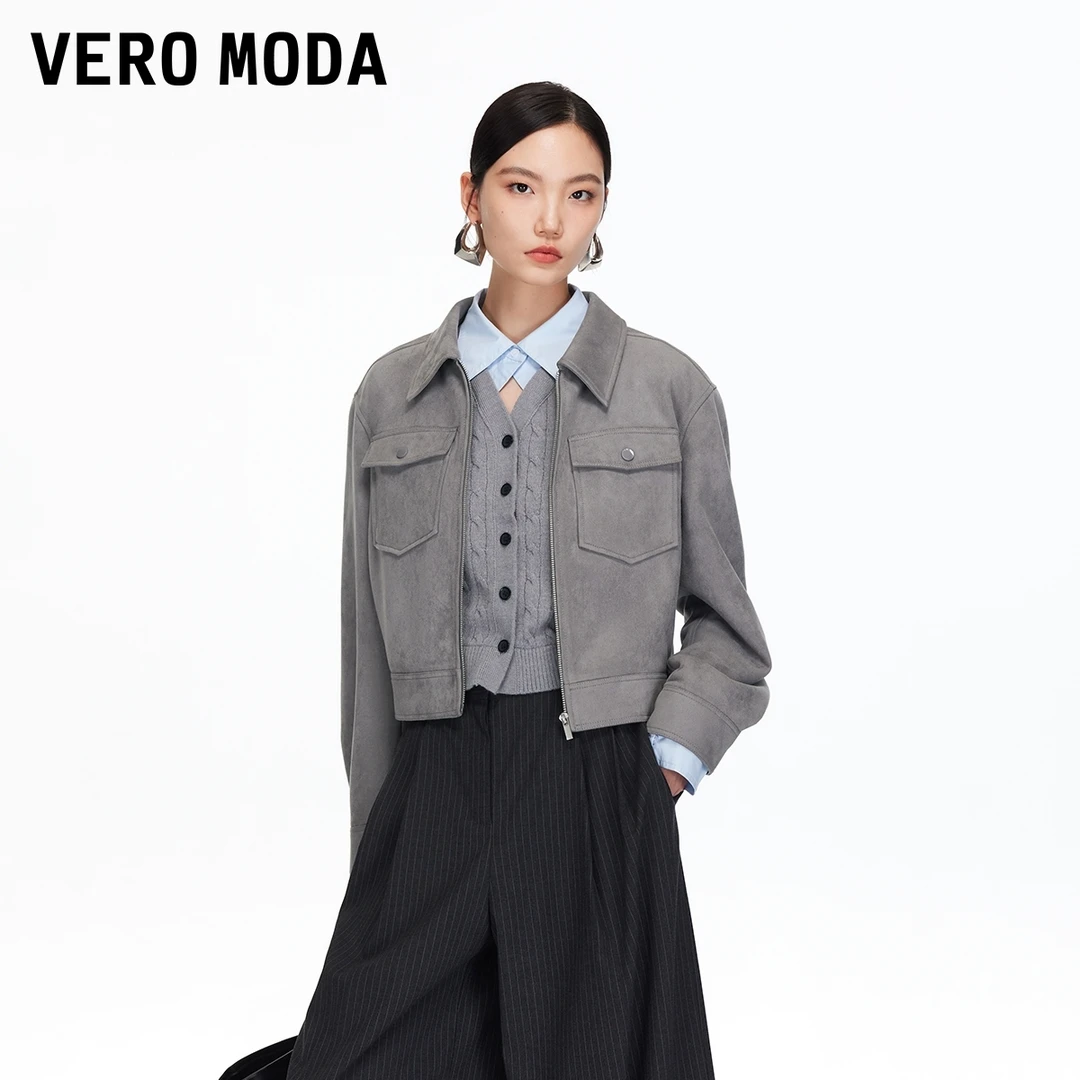 Vero Moda短外套2025秋季新款翻领双口袋复古休闲百搭老钱风小众