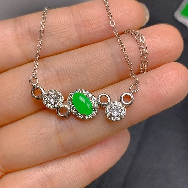 翡翠银S925镶嵌颈饰