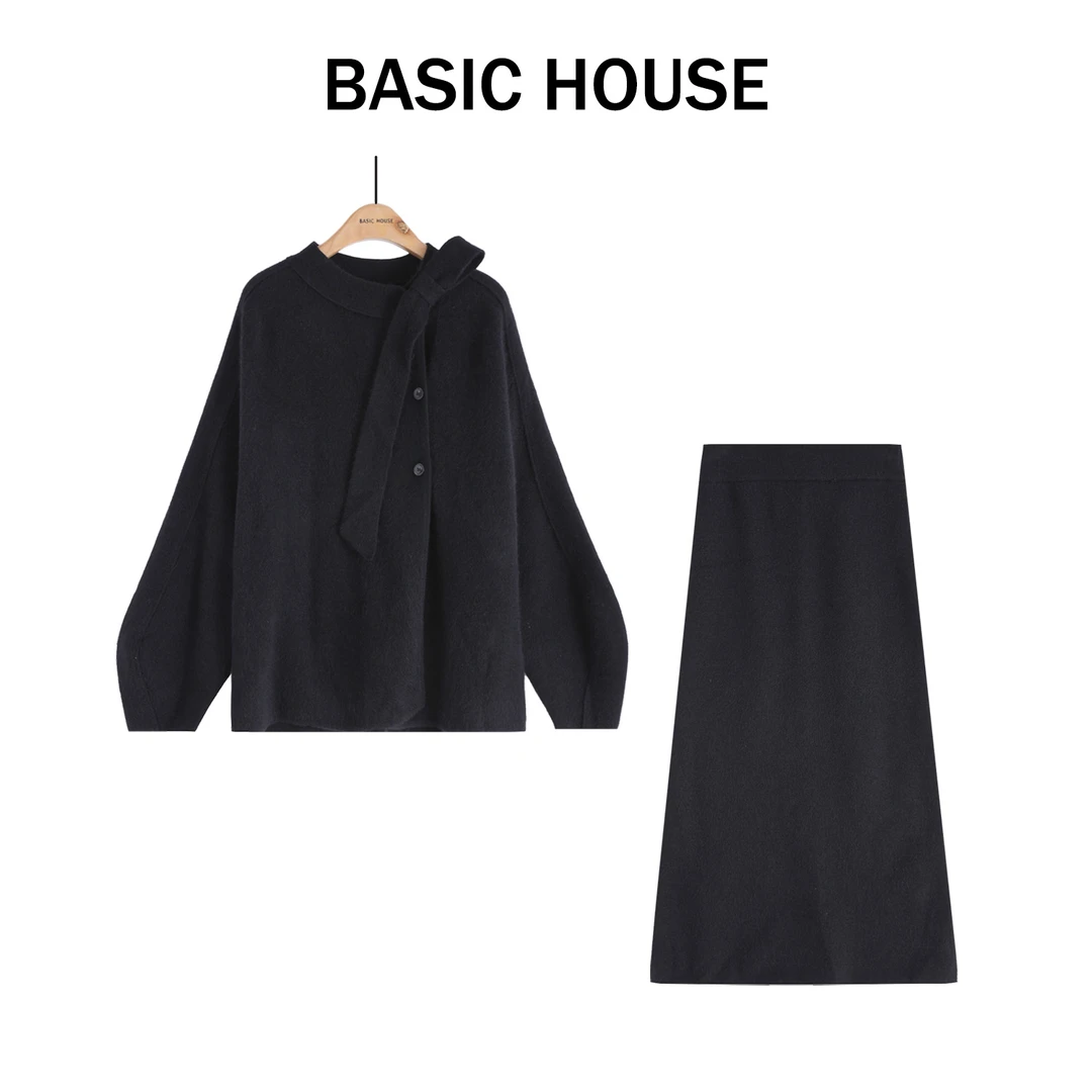 Basic House百家好轻奢高腰法式收腰设计师套装B1385B5GN92