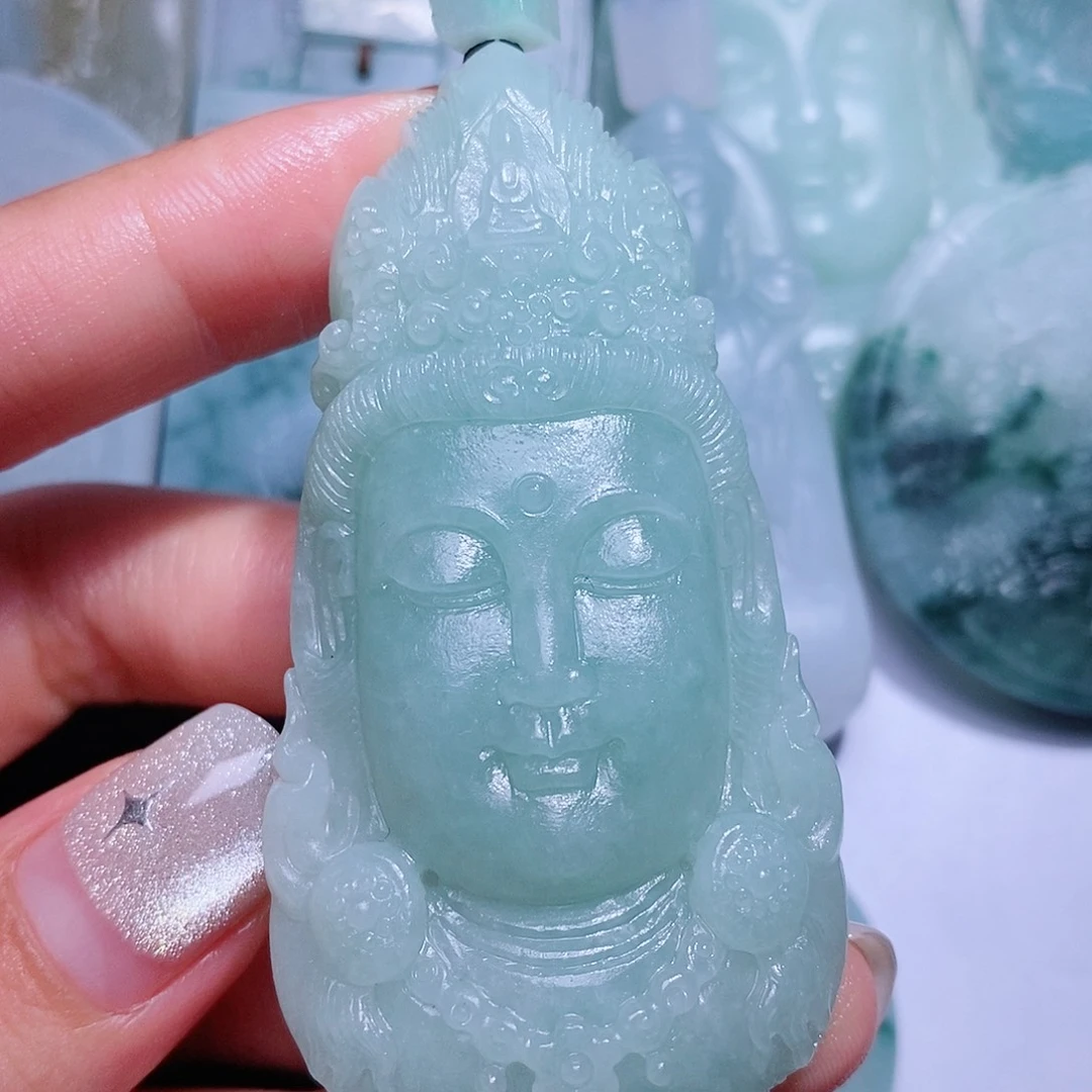 定制翡翠未镶嵌毛货付款后确认抛光