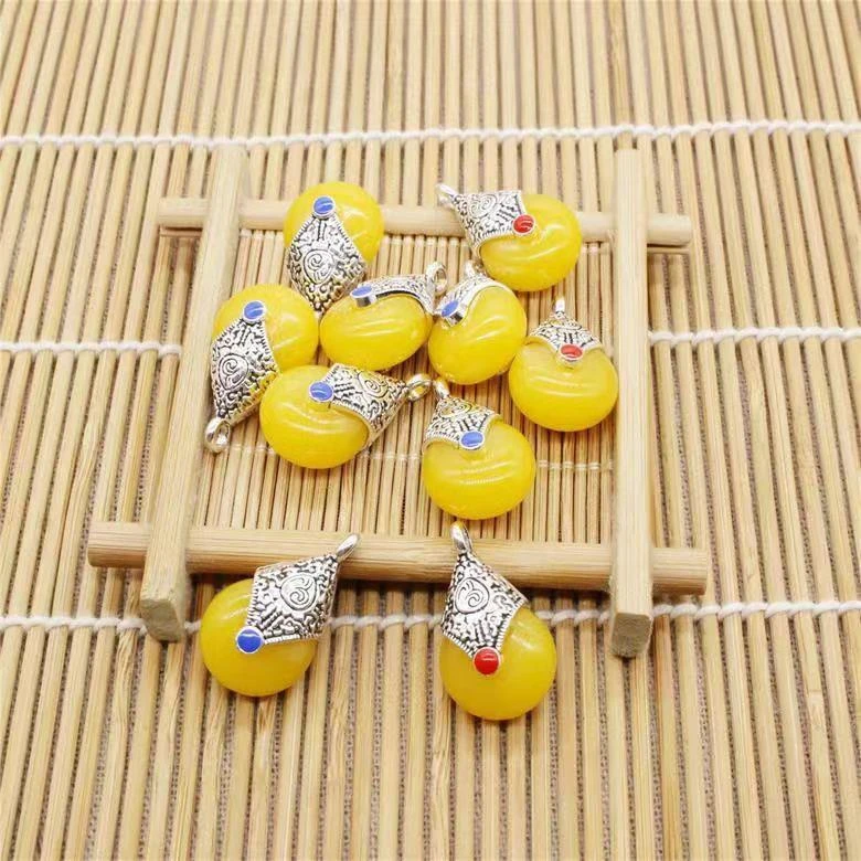 小号吊坠仿蜜蜡菩提水滴型饰品项链手链民族风耳环藏银佛珠挂件