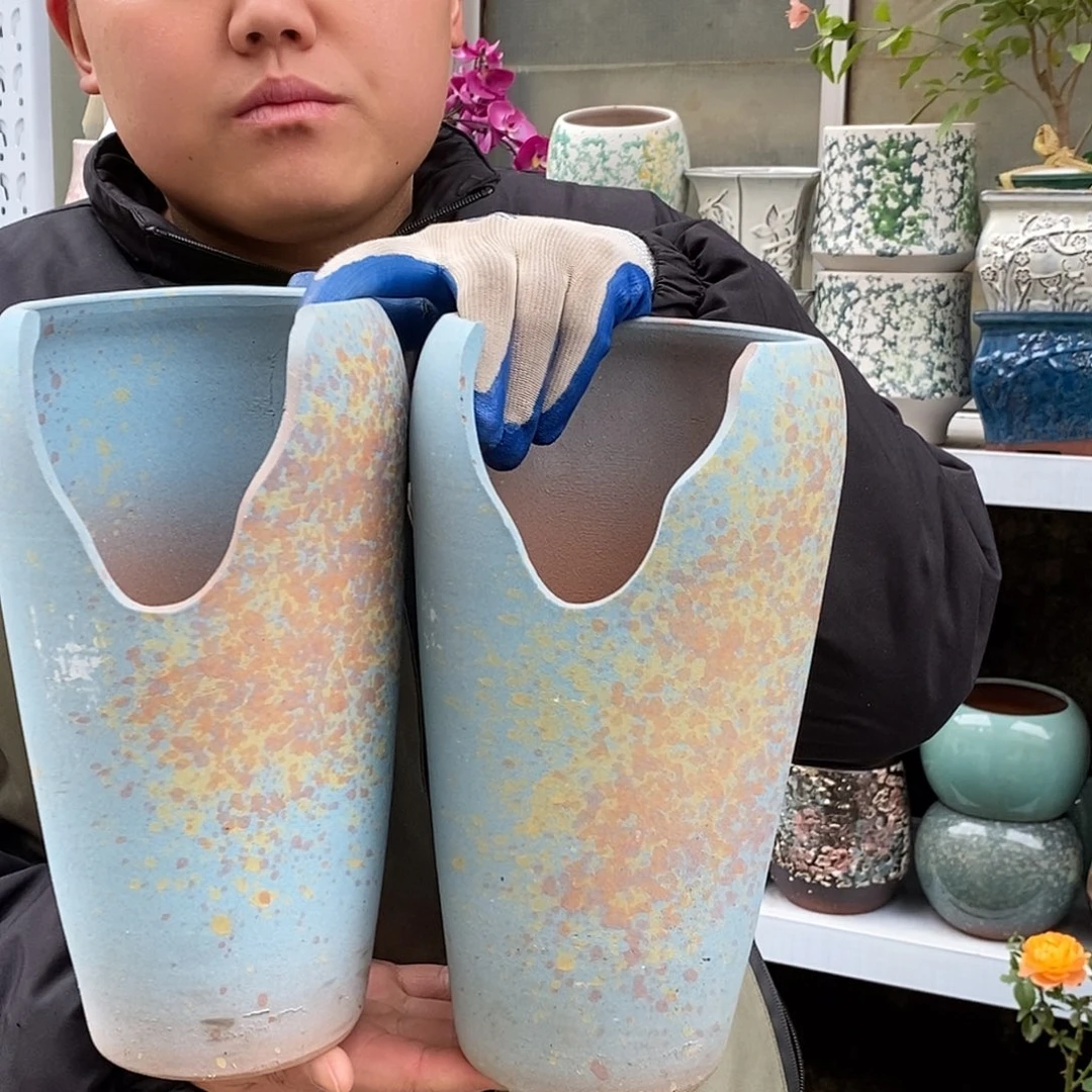 紫砂花盆口13高28处理俩个