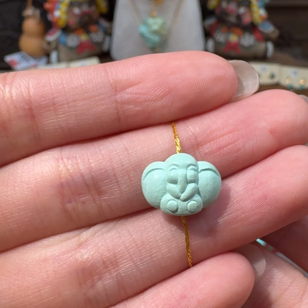 绿松石未镶嵌大耳朵象神配饰