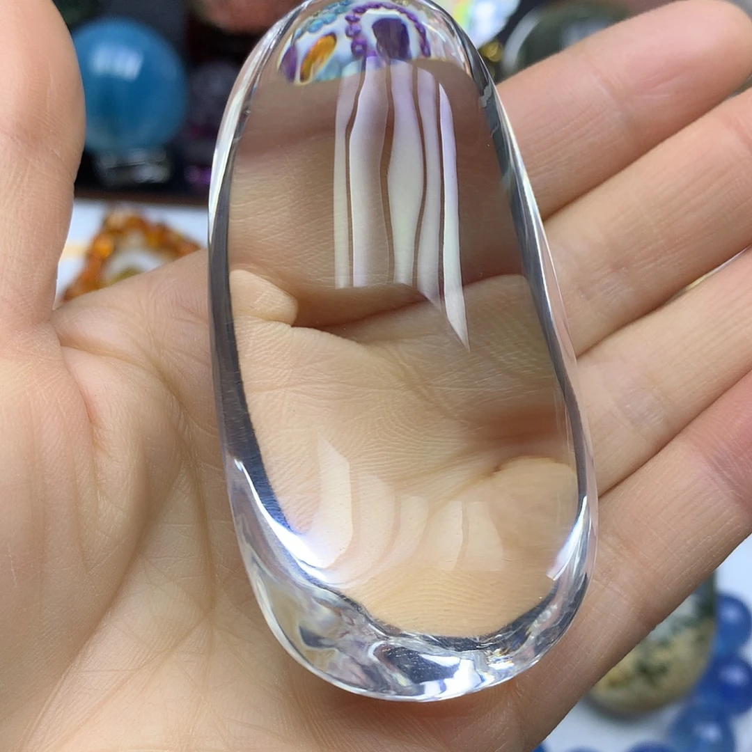 水晶未镶嵌珠宝半成品全净体白水晶蓝针手把