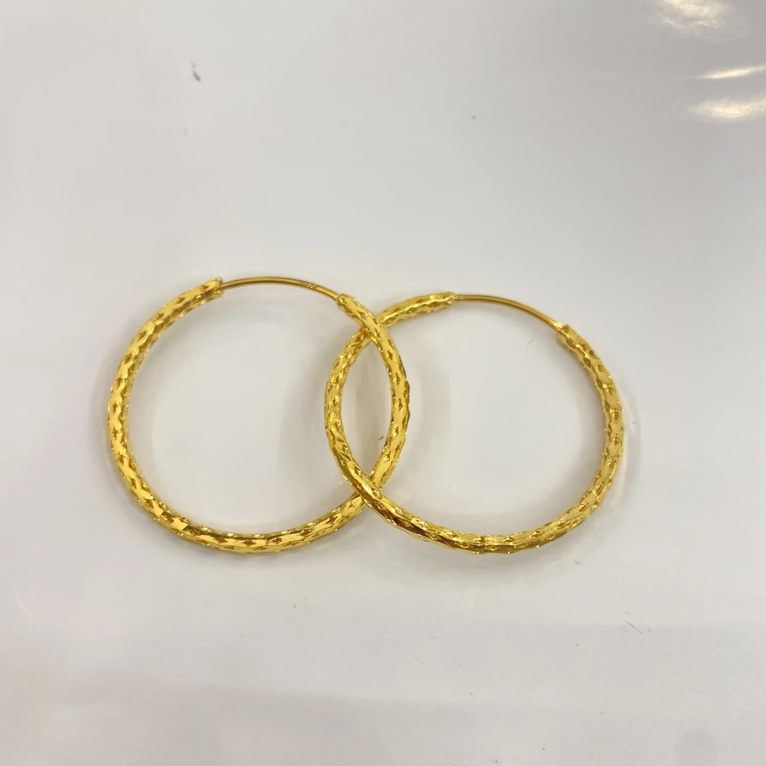 【聚鑫黄金】足金999车花耳圈J1