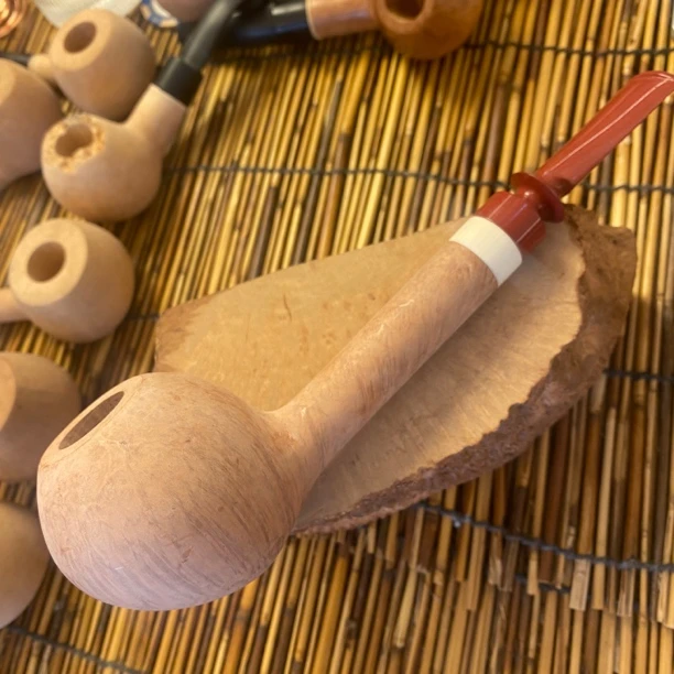 原木色手工石楠根瘤烟斗 大长腿橡果 有小沙眼