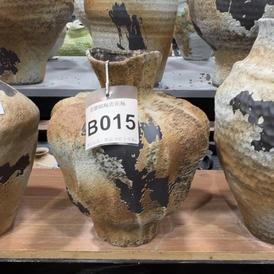 沐***行摆件陶景德镇高温花瓶编码b015高31口6默认无孔