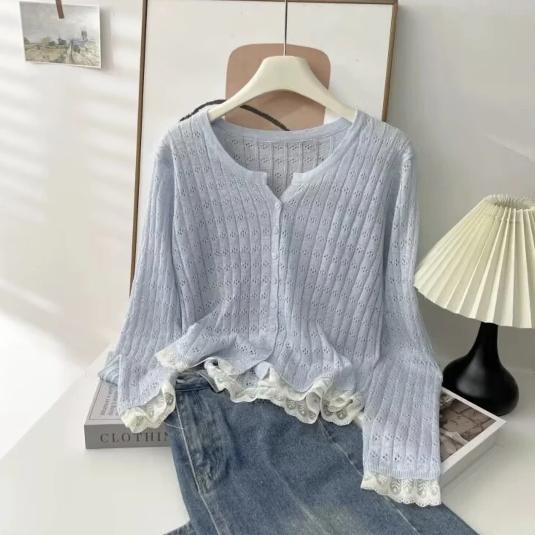 【优质面料】韩系竹节麻开衫夏季超好看防晒小外搭镂空薄款针织开衫