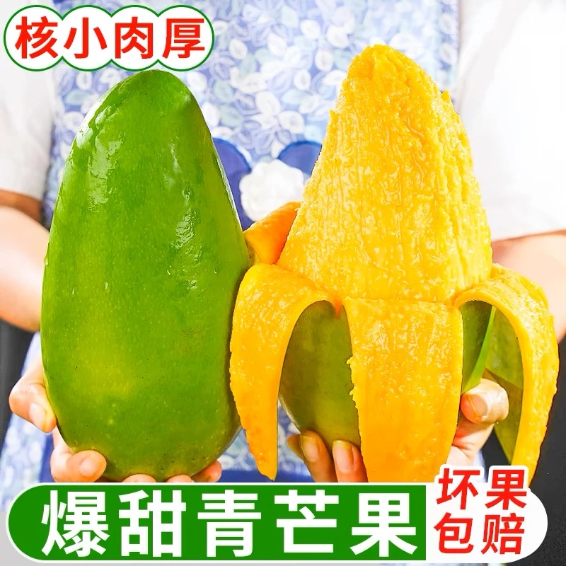 【催熟再吃】正宗大青芒带箱3斤软糯香甜新鲜水果芒果2-4个