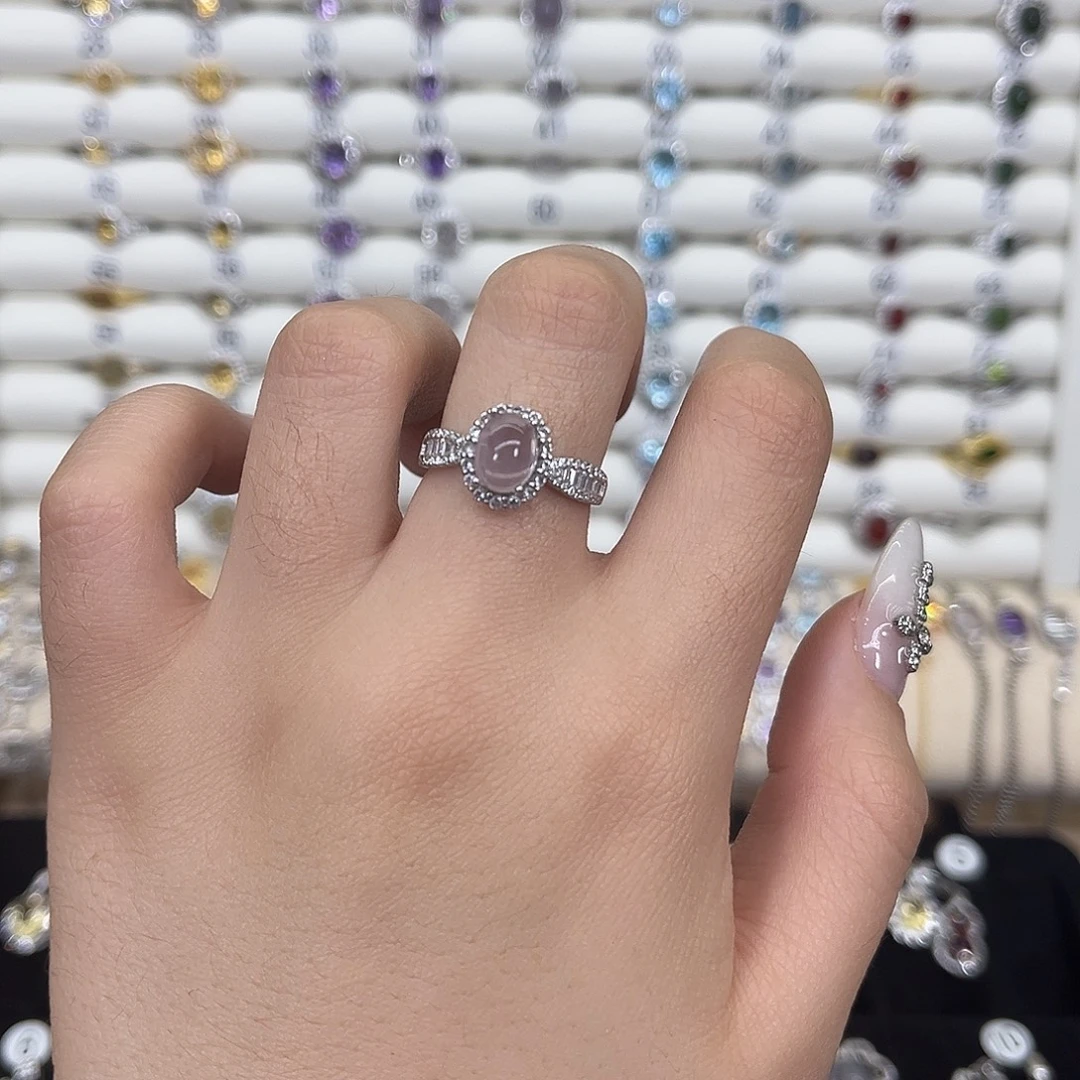 芙蓉石戒指银S925镶嵌