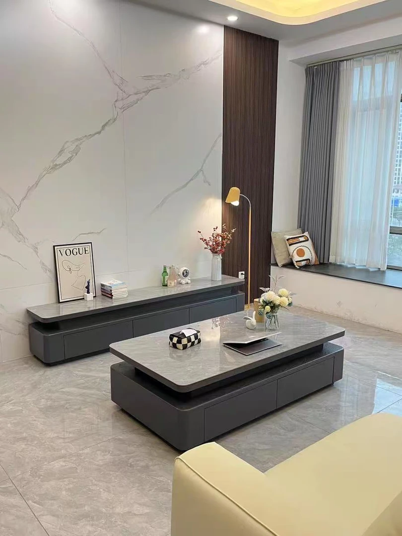 微晶石岩板茶几客厅小户型高颜值茶几电视柜现代简约家用意式茶几