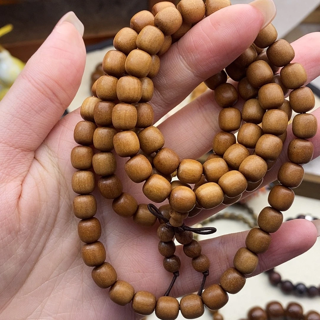 未镶嵌手串维腊木（绿檀）桶珠108