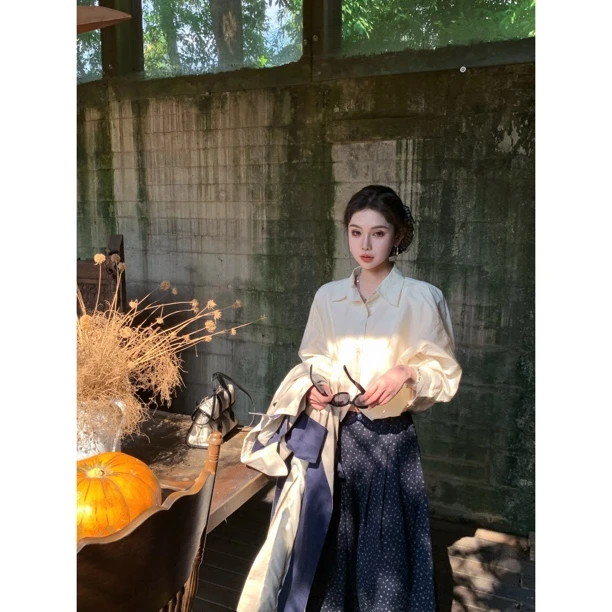 【赵小小&芬兰午后】7267 秋季新款韩版休闲百搭气质翻领衬衫上衣女