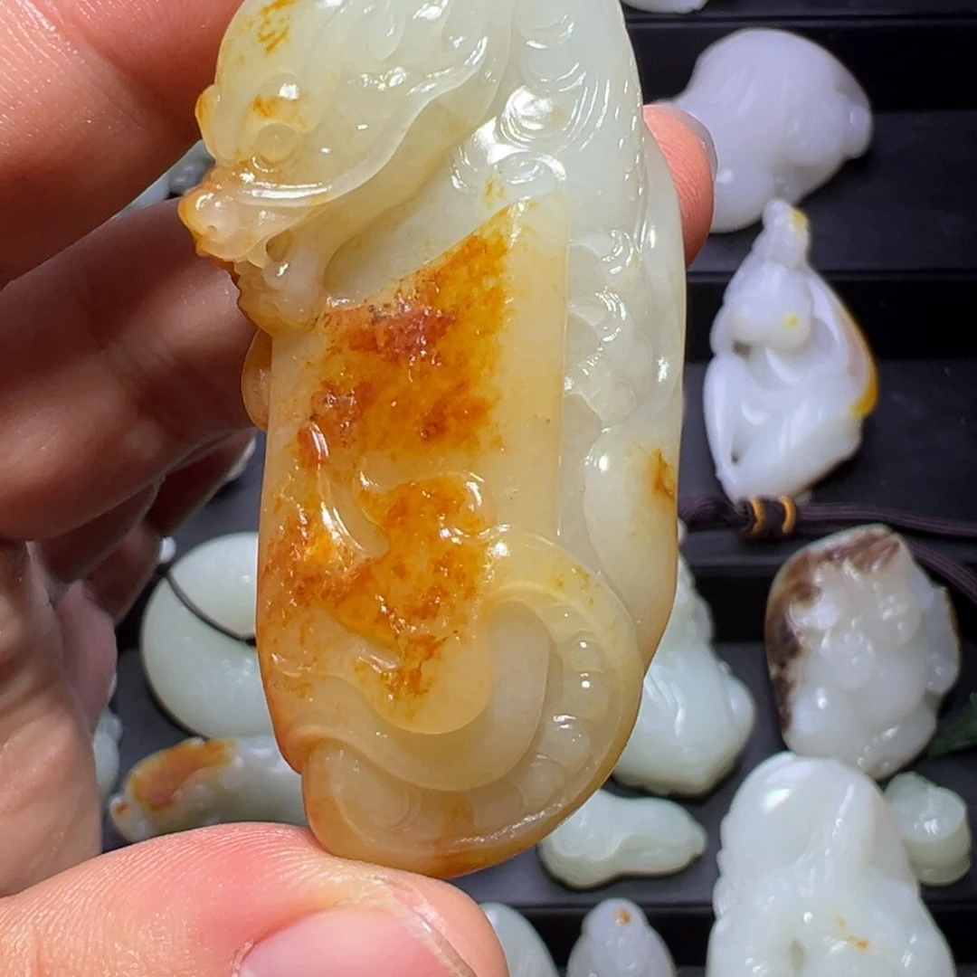 虾***象和田玉未镶嵌挂件