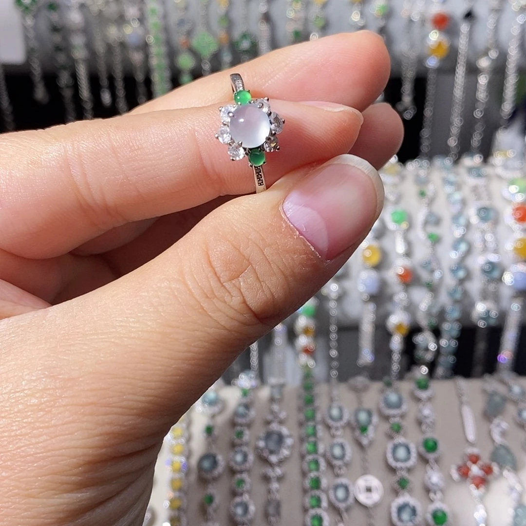 翡翠银S925镶嵌戒指