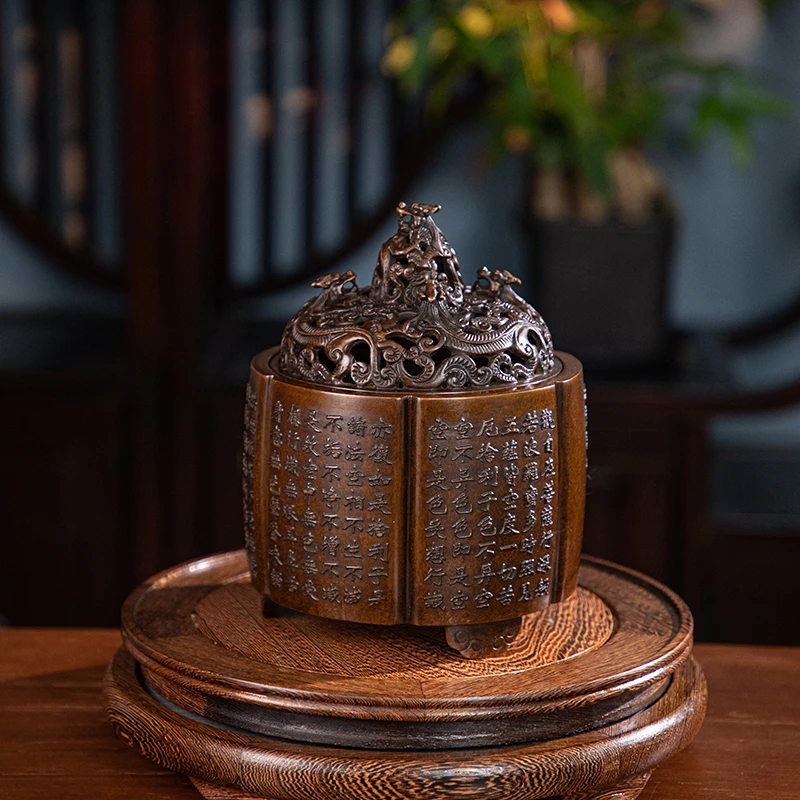 苏工失蜡铸造紫铜心经香炉
