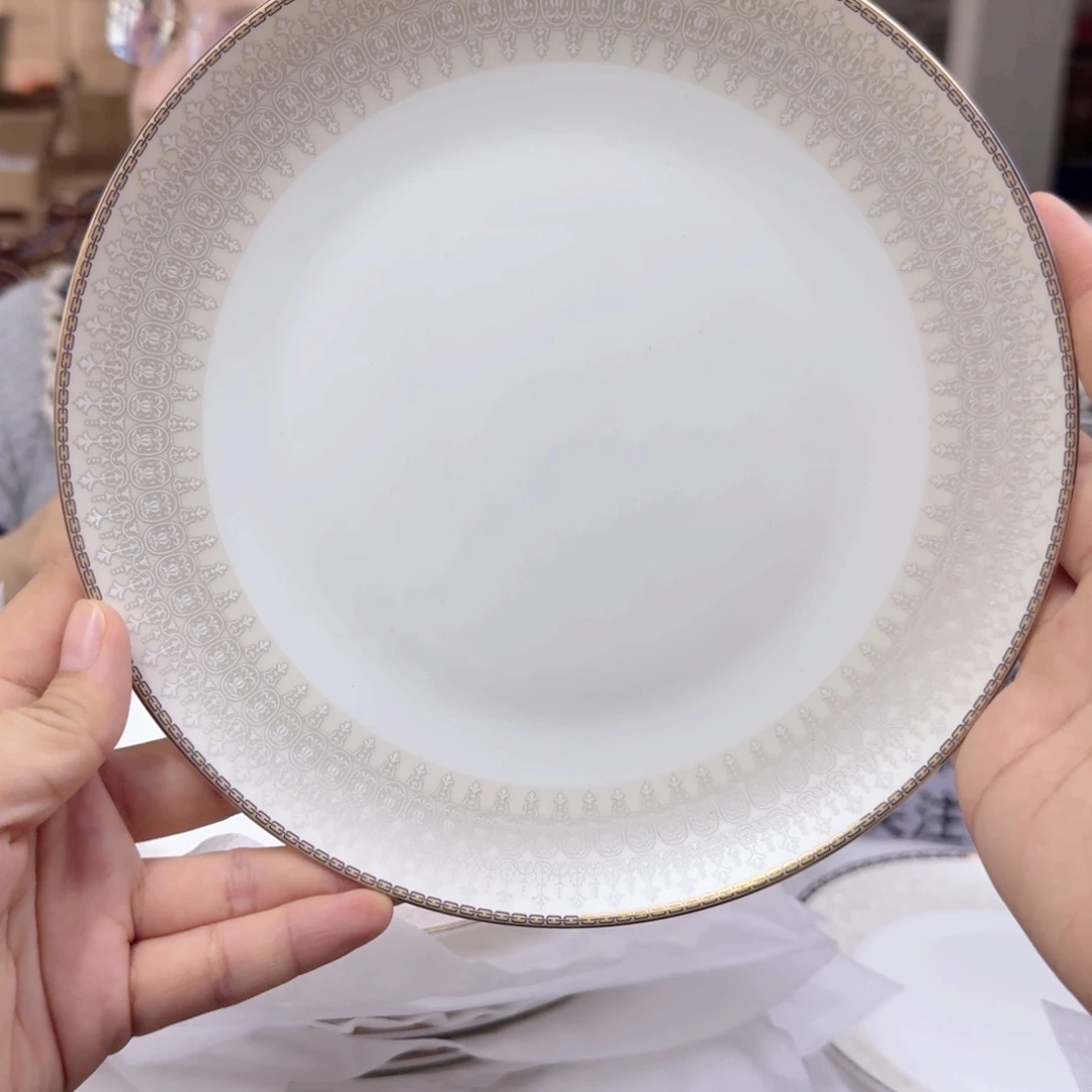 骨瓷高骨瓷8英寸月光盘20cm2个外贸骨瓷