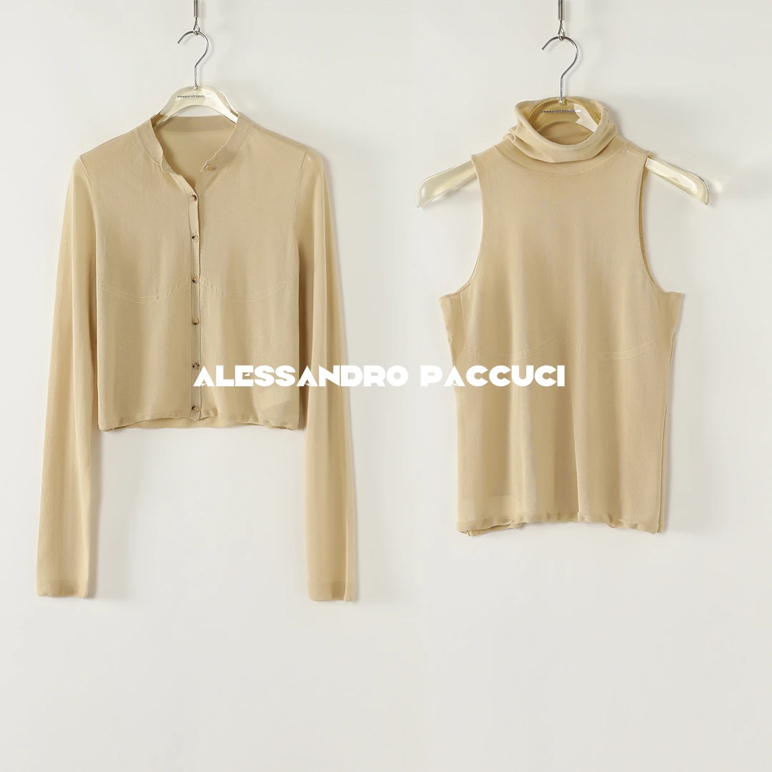 AP洛哥52046MZ/52092SK【黑标系列】日本进口三醋酸+棉时尚开衫背心