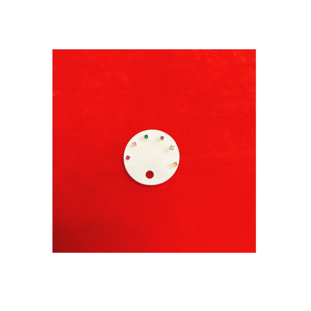 合金合成锆石耳饰 油画盘六色超迷你耳钉-118