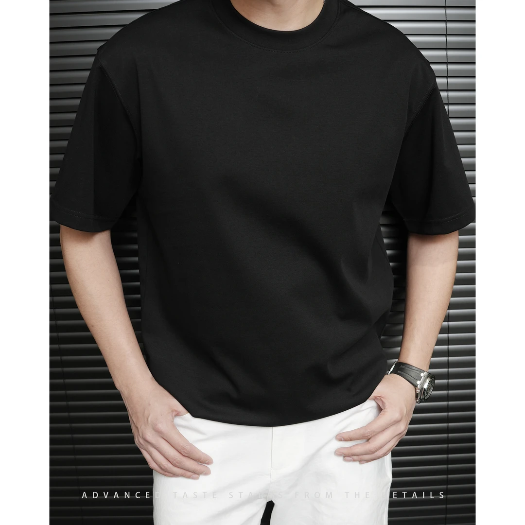 【大头叔叔】夏季高定莫代尔醋酸重磅简约圆领男短袖T恤 DDT7068