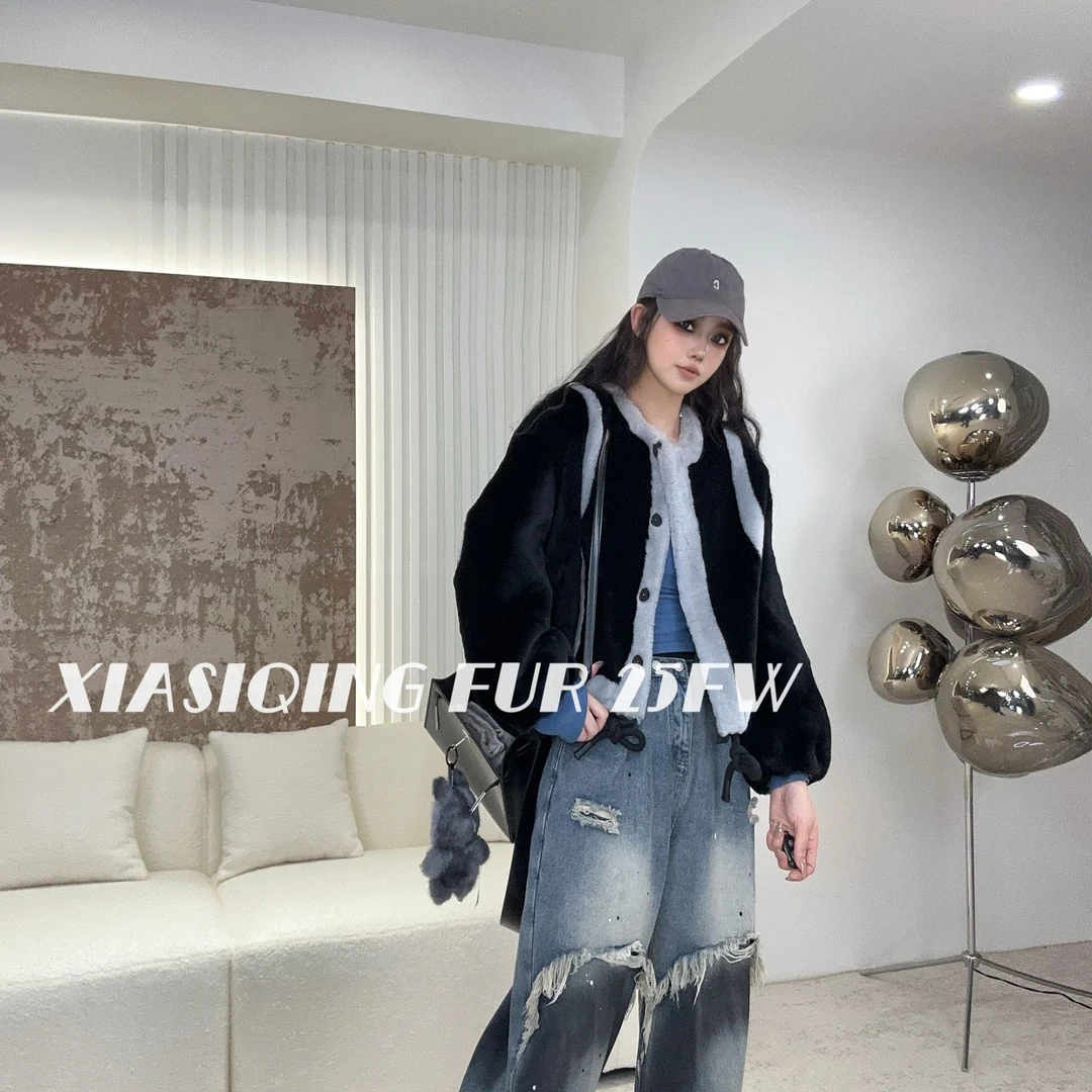 【晴晴推荐】XIASIQING｜25FW 85477-P 新款时尚休闲皮毛一体外套