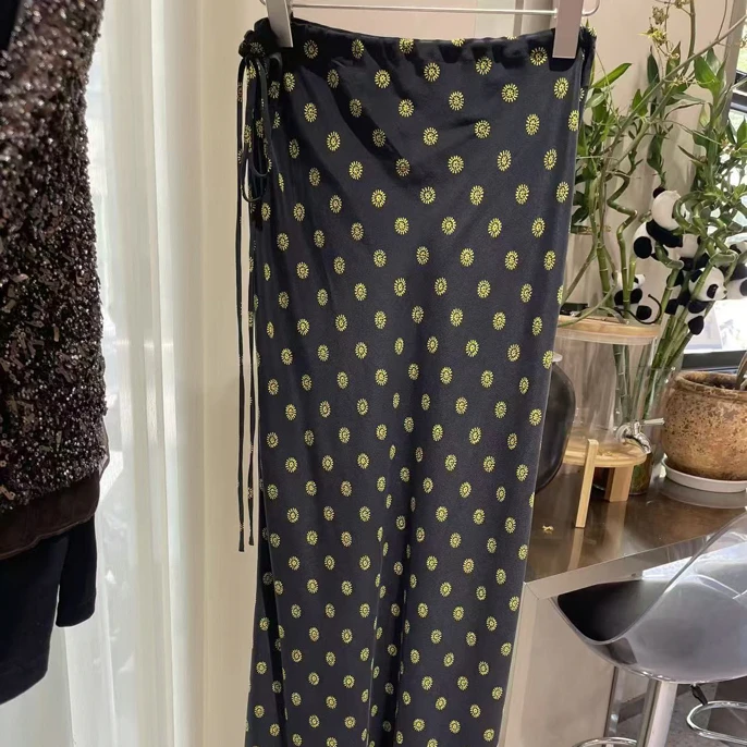 复古时尚高腰波点修身鱼尾中长款夏季女士半身裙