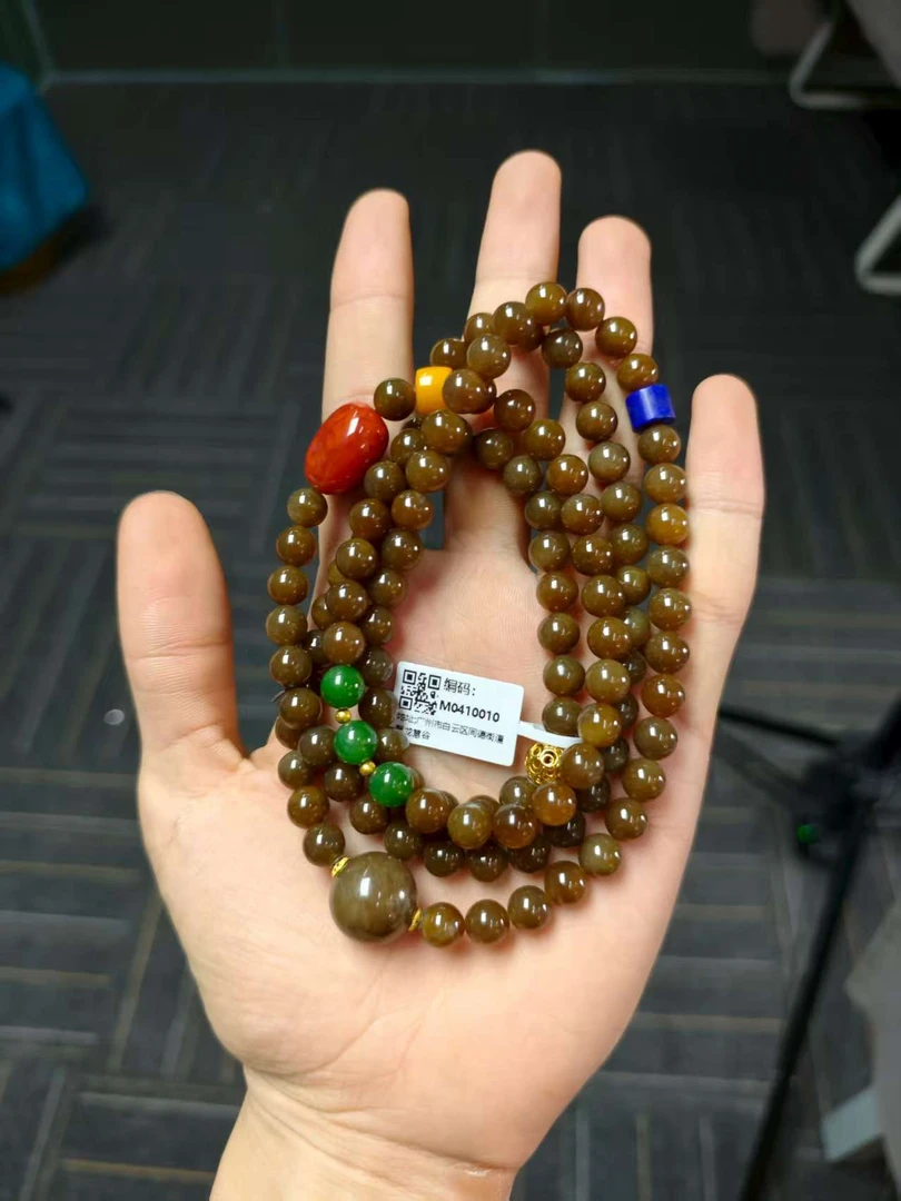 【老掌柜讲珠宝】18k糖玉108/和田玉项链  M0410010