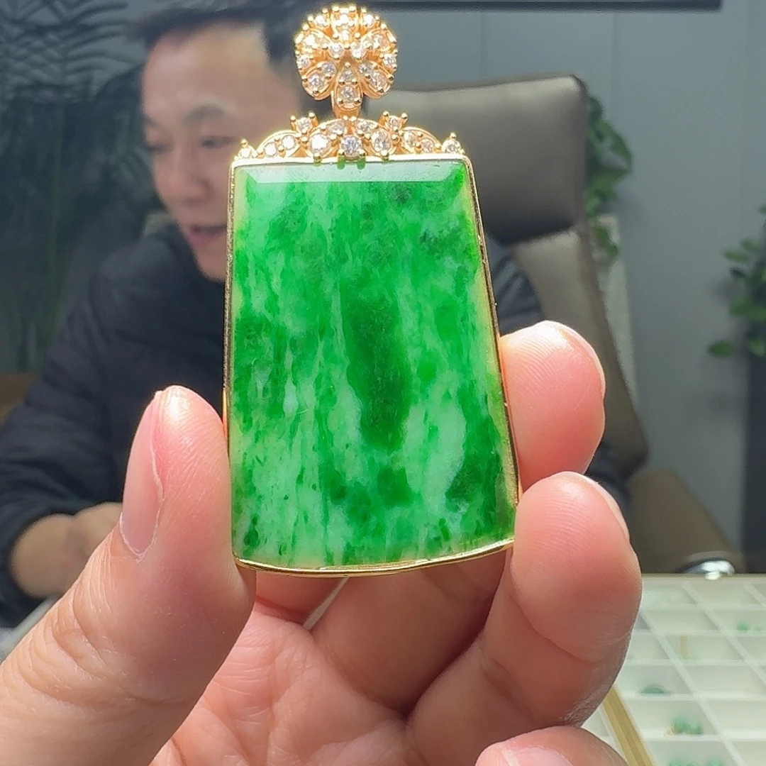 翡翠银S925镶嵌吊坠(不含链)天然