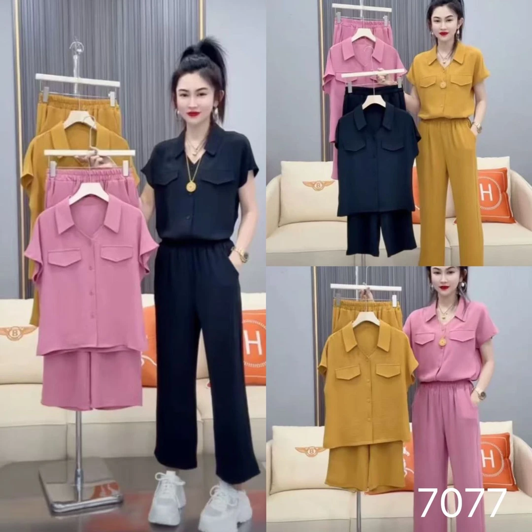 7078-大码女装两件套（半袖衫+阔腿裤）100斤-210斤