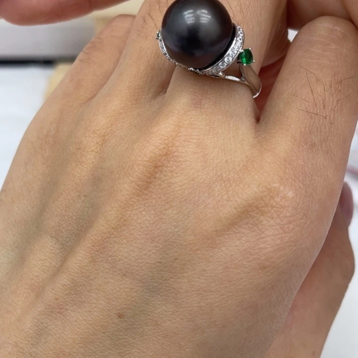 海水珍珠戒指银S925镶嵌