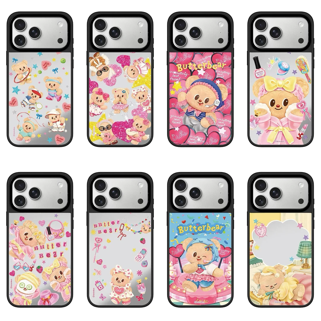 【黄油小熊】镜面卡通可爱风格适用iPhone18ProMax/17/16手机壳防摔